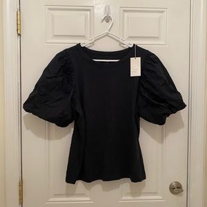 Black Puffy Sleeve Top